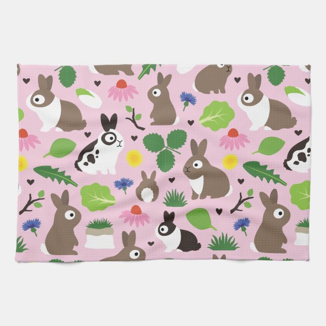 Bunnies And Their Treats Tea Towel (Horizontal)