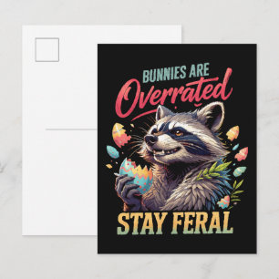 Bunnies Are Overrated Stay Feral Invitation Postcard