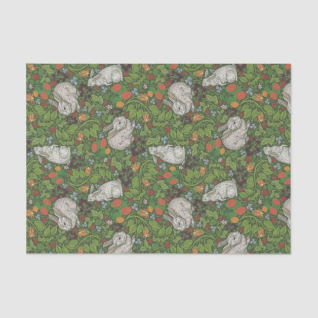 Bunnies, Berries, and Bluebells Print Tissue Paper (Front)
