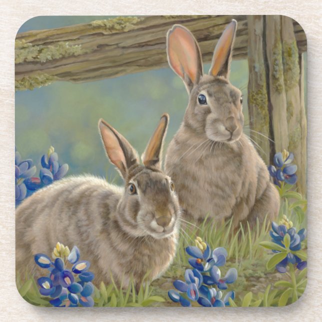 Bunnies & Bluebonnets Coaster (Front)