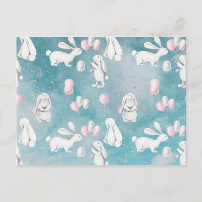 Bunnies Bunny in heaven-Cute Animal illustration Postcard (Front)