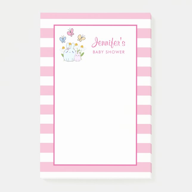 Bunnies, Butterflies & Daisies Baby Shower Post-it Notes (Front)