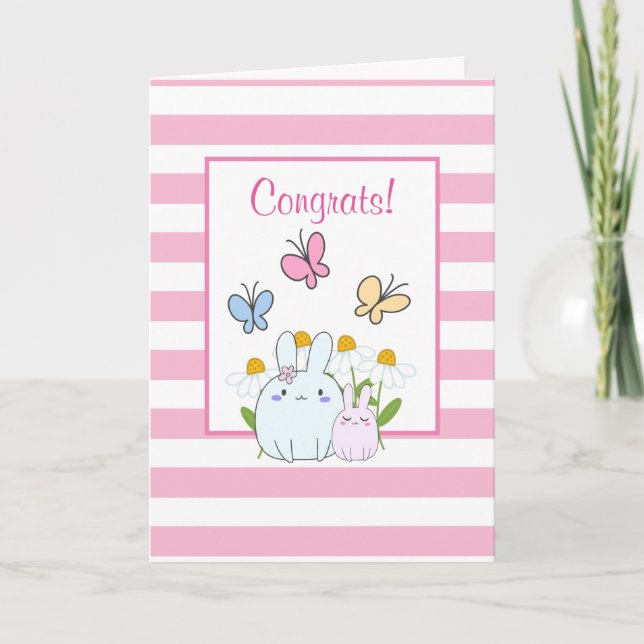 Bunnies, Butterflies & Daisies Congrats Card (Front)