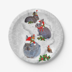 Bunnies Christmas Party Paper Plate