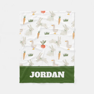 Bunnies & Ducks on the Farm Pattern Fleece Blanket