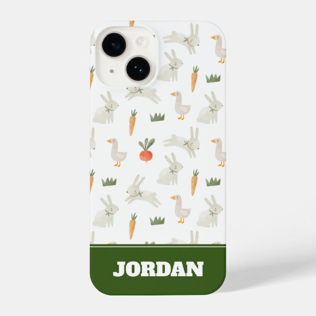 Bunnies & Ducks on the Farm Pattern iPhone Case (Back)