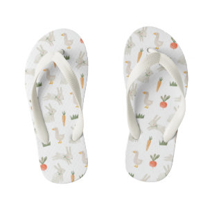 Bunnies & Ducks on the Farm Pattern Kid's Jandals