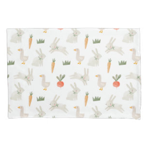 Bunnies & Ducks on the Farm Pattern Pillowcase