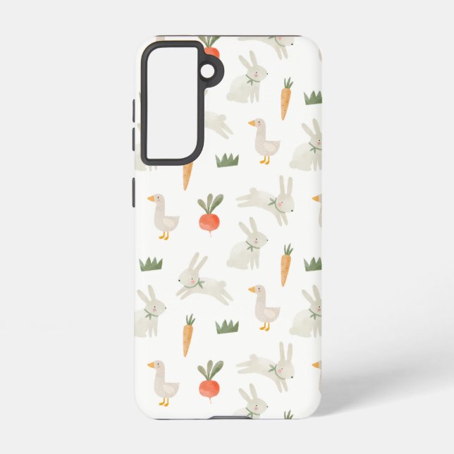 Bunnies & Ducks on the Farm Pattern Samsung Galaxy S21 Case (Back)