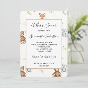 Bunnies, Foxes & Bears Baby Shower Invitation