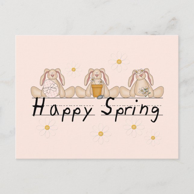 Bunnies Happy Spring T-shirts and Gifts Postcard (Front)