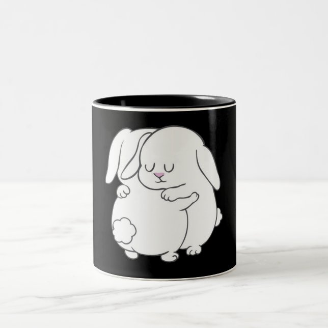 Bunnies Hugs Two-Tone Coffee Mug (Center)
