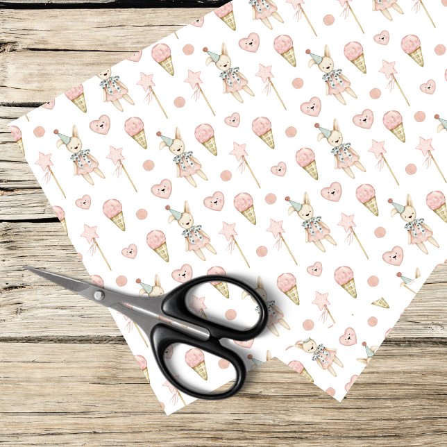 bunnies, ice cream whimsy - boho design tissue paper (Creator Uploaded)