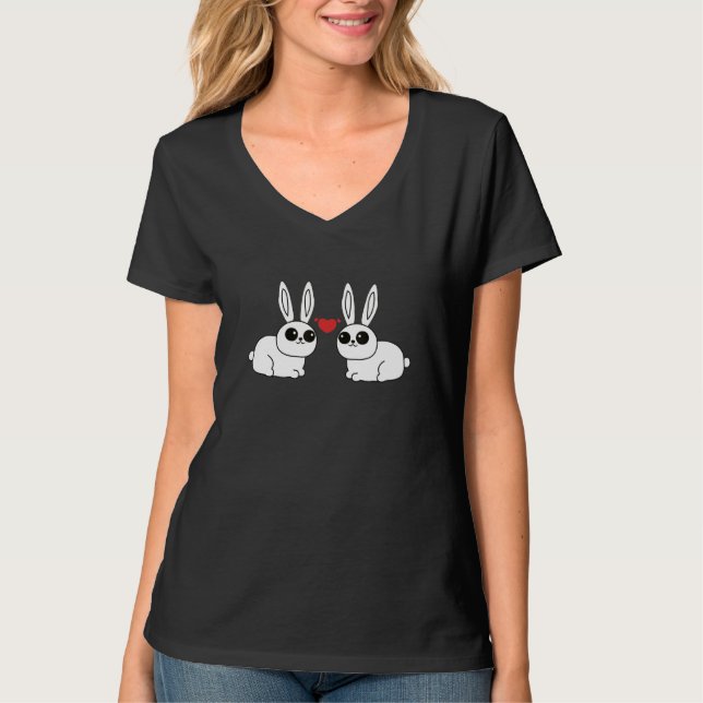 Bunnies In Love Cool Summer Style Adorable Rabbit T-Shirt (Front)