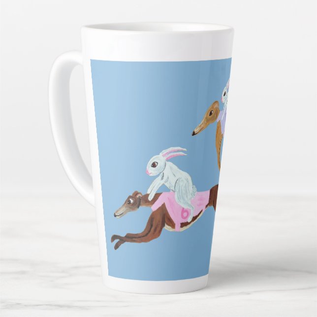 Bunnies riding Greyhounds Mug (Left Angle)