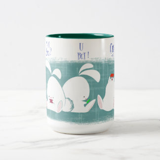 Bunnies Texting Mug (teal)