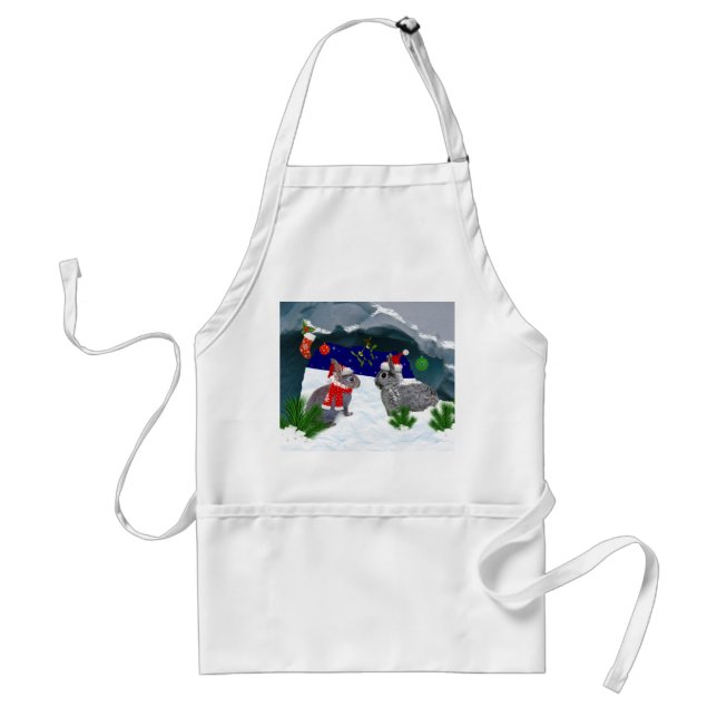 Bunnies under the Mistletoe Apron (Front)
