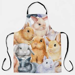 Bunnies Watercolor Animal Background Apron
