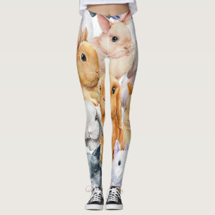 Bunnies Watercolor Animal Background Leggings
