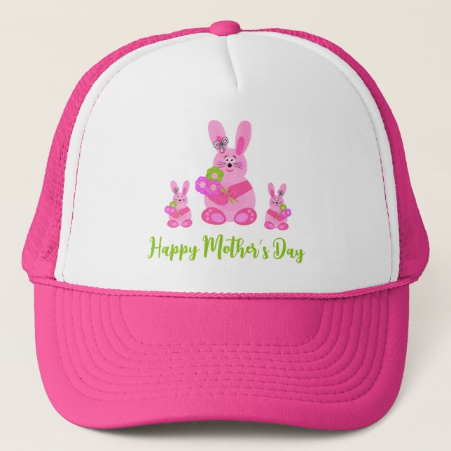 Bunnies with flowers trucker hat (Front)