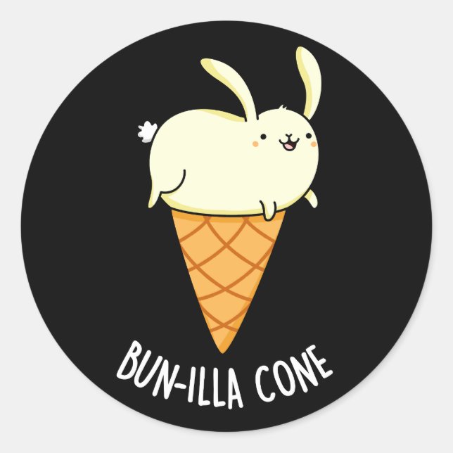 Bunnilla Cone Funny Bunny Vanilla Dark BG Classic Round Sticker (Front)