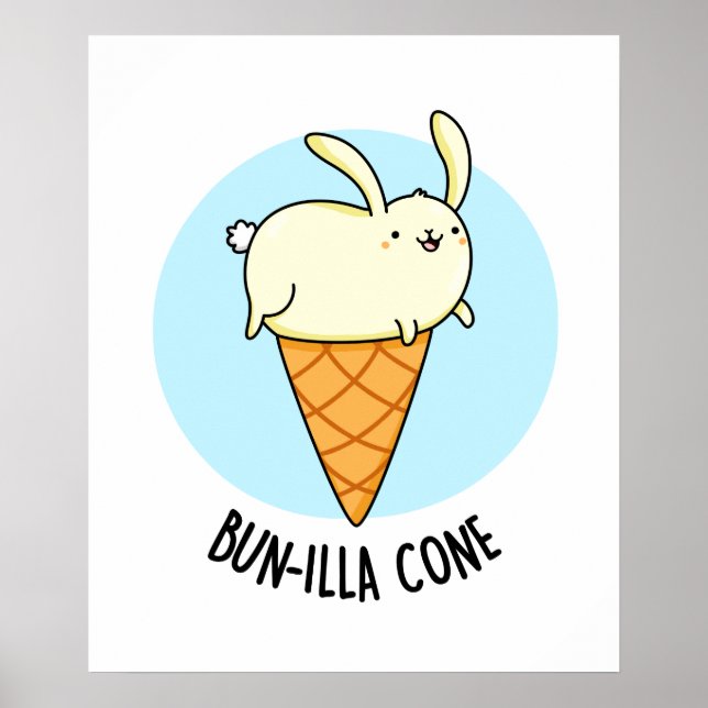 Bunnilla Cone Funny Bunny Vanilla Ice Cream Pun Poster (Front)