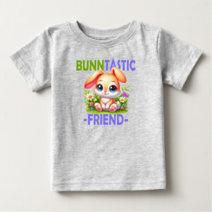 Bunntastic Friend pun. Cute Bunny Rabbit cartoon Baby T-Shirt