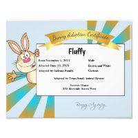 Bunny Adoption Certificate