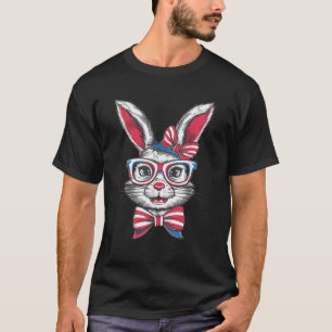 Bunny American Flag USA Funny 4th Of July Rabbit F T-Shirt