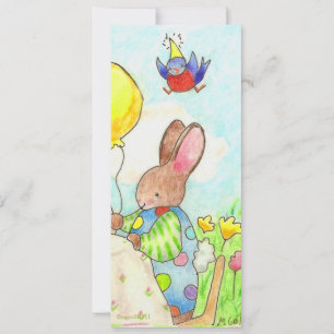 bunny and balloon birthday invite