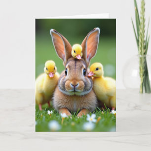 Bunny And Birds Friendship Card