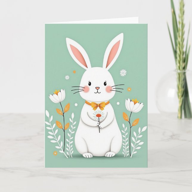 Bunny And Blossom Springtime Card (Front)
