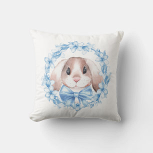 Bunny and blue wreath cushion