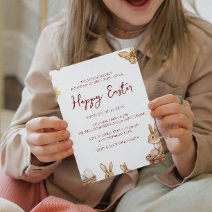 Bunny and butterflies annual happy Easter Invitation