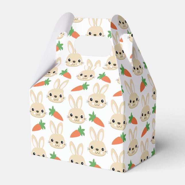 Bunny and Carrot Easter Pattern Favour Box (Front Side)
