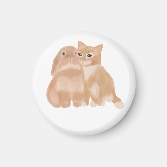 bunny and cat magnet! magnet (Front)