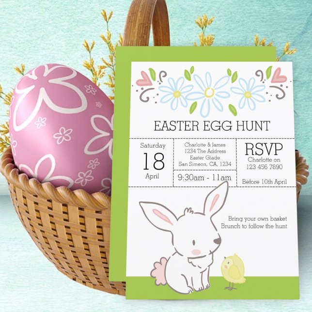 Bunny And Chick Easter Egg Hunt Brunch Invitation (Creator Uploaded)