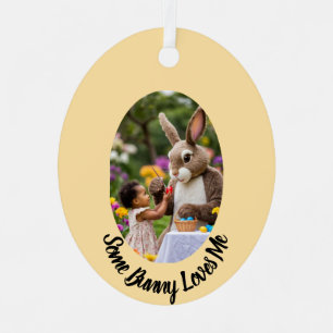Bunny and Child photo Easter Egg Oval Frame Metal Tree Decoration