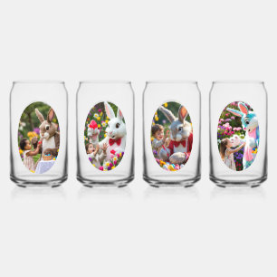 Bunny and Child photo in Oval Frame Easter Can Glass