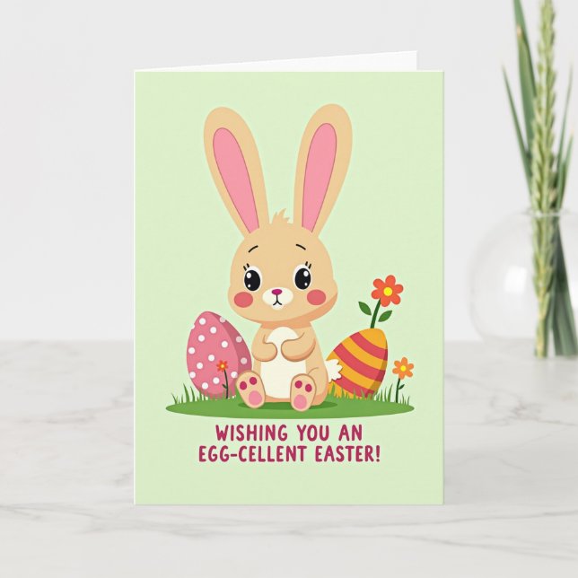 Bunny And Eggs Easter Card (Front)