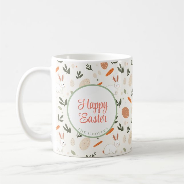 Bunny and Eggs Floral Coffee Mug (Left)