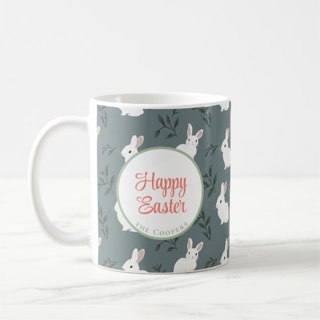 Bunny and Eggs Floral Coffee Mug (Left)
