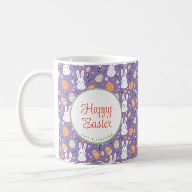 Bunny and Eggs Floral Coffee Mug (Left)