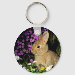 Bunny and flowers keychain