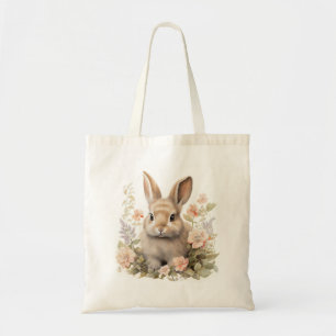 Bunny and Flowers Tote Bag