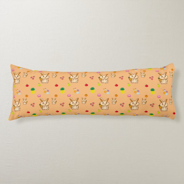 Bunny and fruit pattern body cushion (Front)