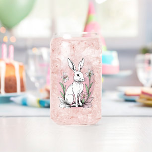 Bunny and Lilies Can Glass