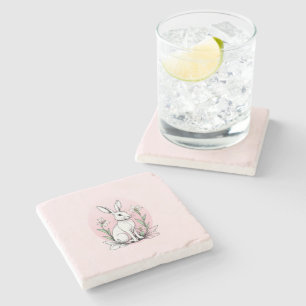 Bunny and Lilies Stone Coaster