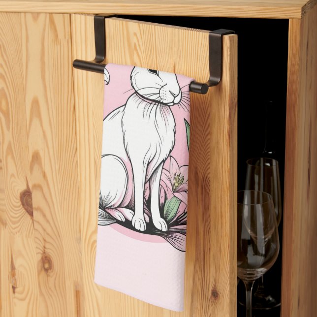 Bunny and Lilies Tea Towel (Thirds Fold)