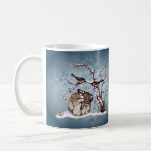 Bunny and Pesky Snow Birds Coffee Mug